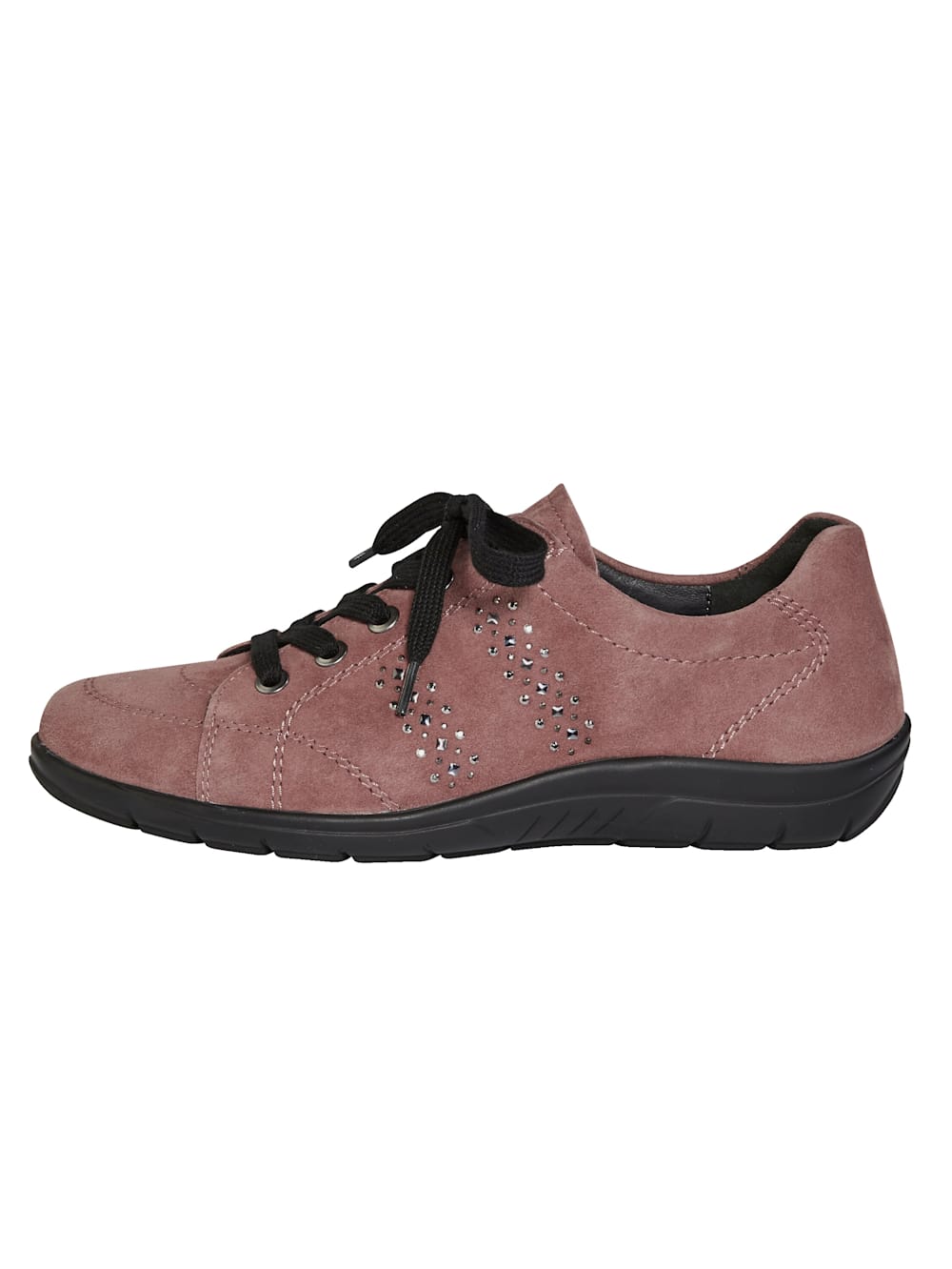 Vamos Schnurschuh aus hochwertigem Veloursleder - Altrosa