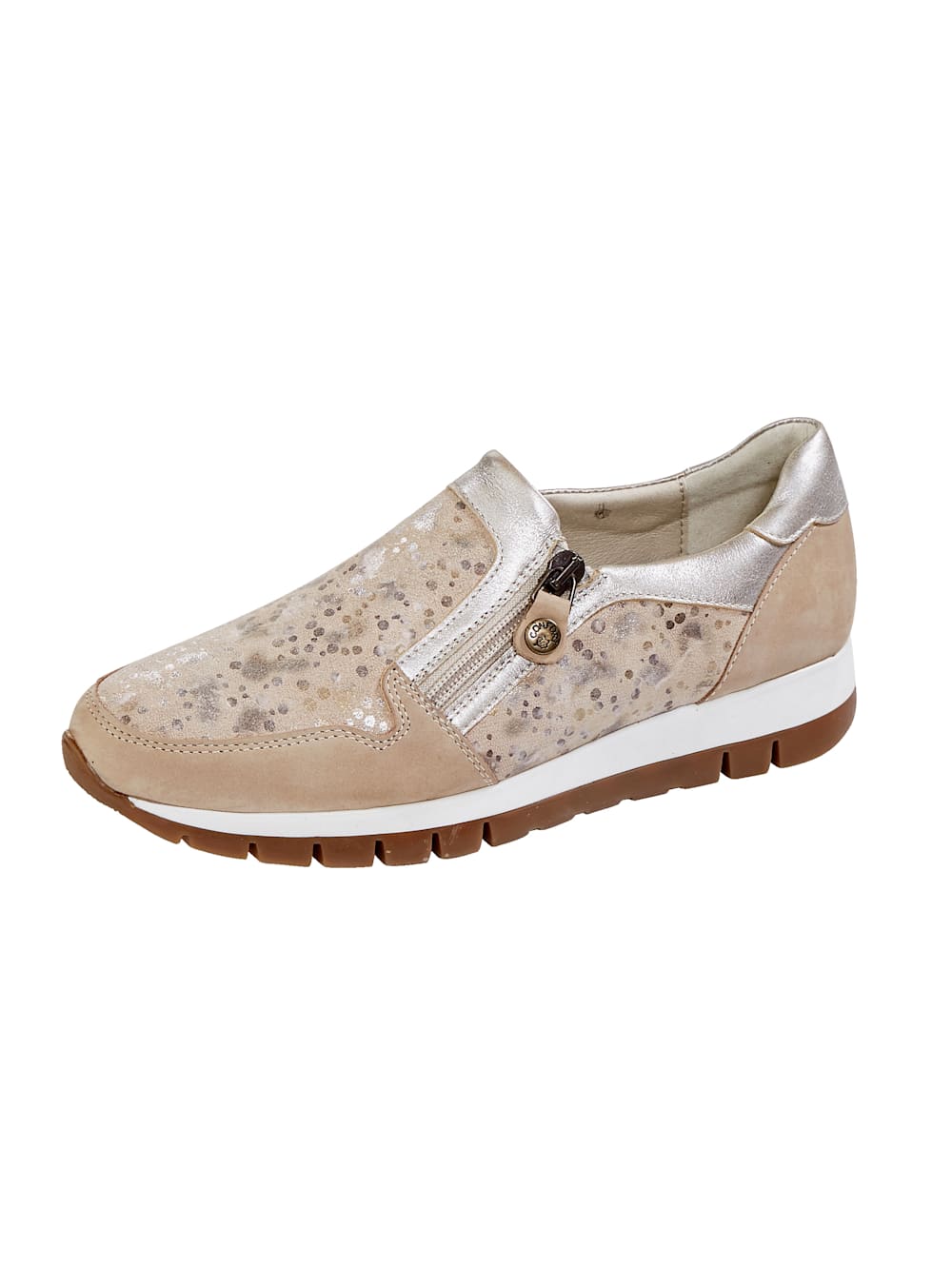 Vamos Slipper mit seitlichem Reibverschluss - Beige