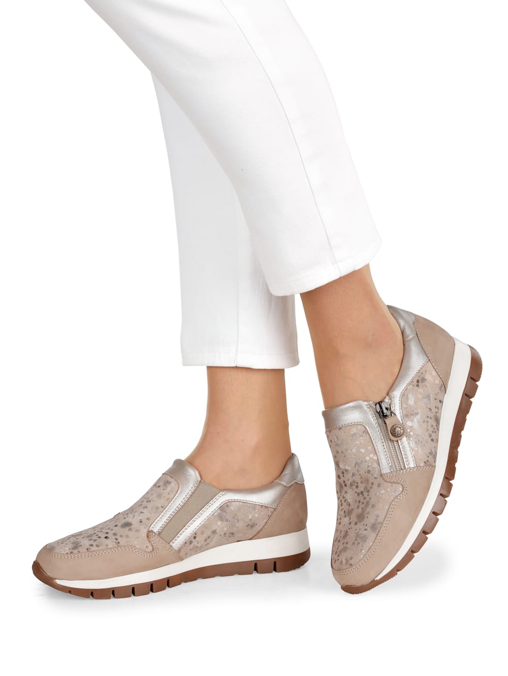 Vamos Slipper mit seitlichem Reibverschluss - Beige