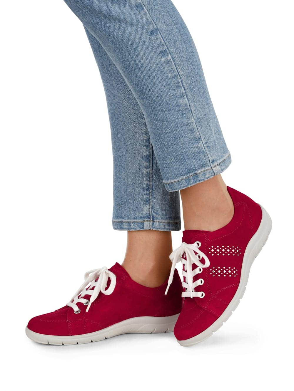 Vamos Schnurschuh aus hochwertigem Veloursleder - Rot