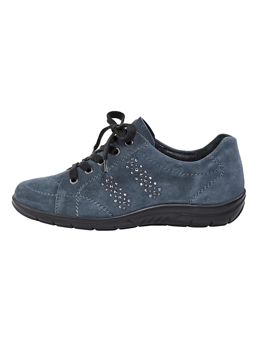 Vamos Schnurschuh aus hochwertigem Veloursleder - Blau