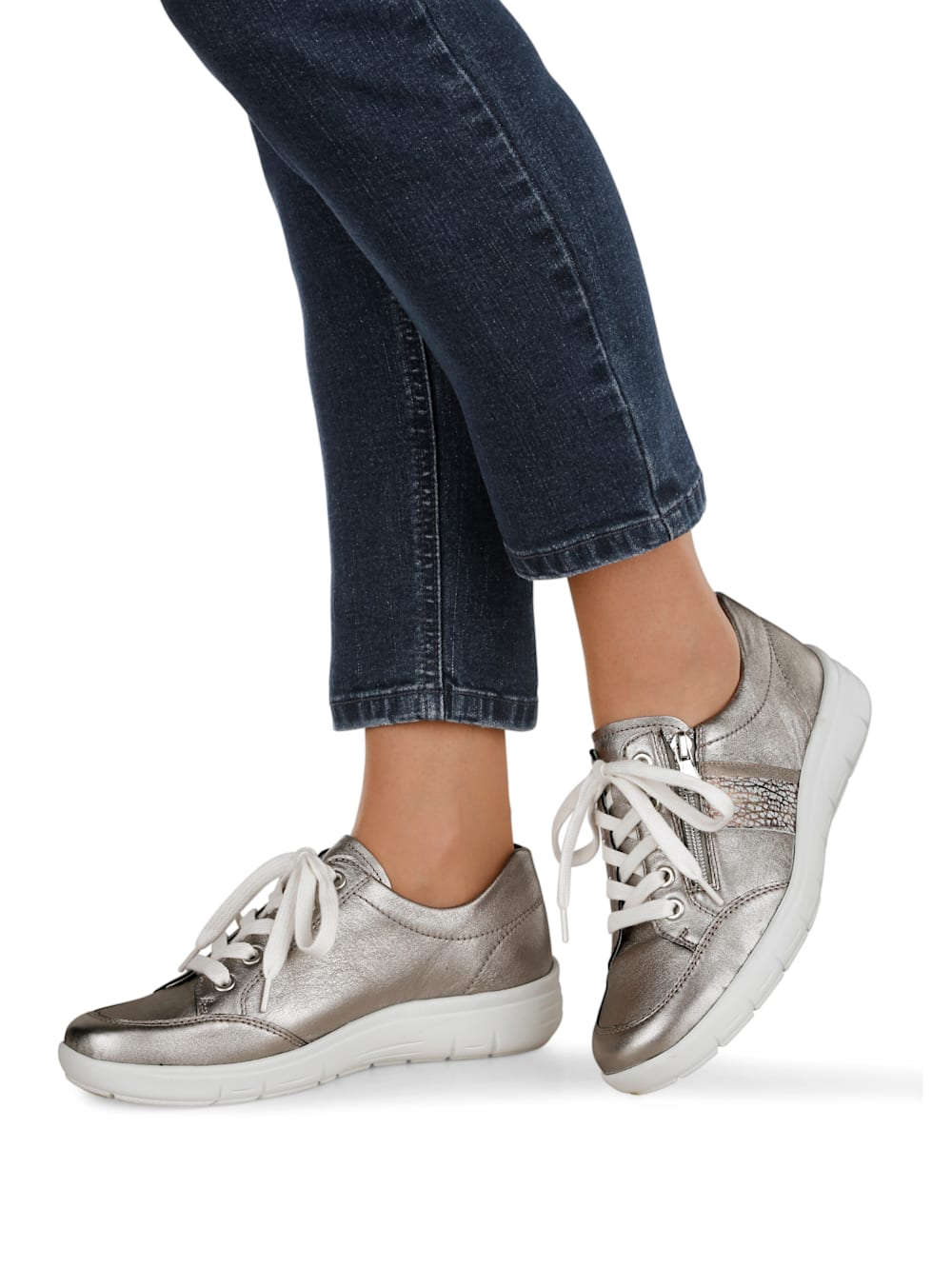 Vamos Schnurschuh mit Luftpolsterlaufsohle - Silberfarben