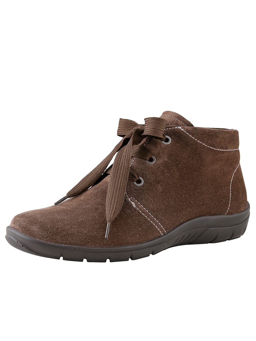 Vamos Schnurstiefelette aus weichem Leder - Braun