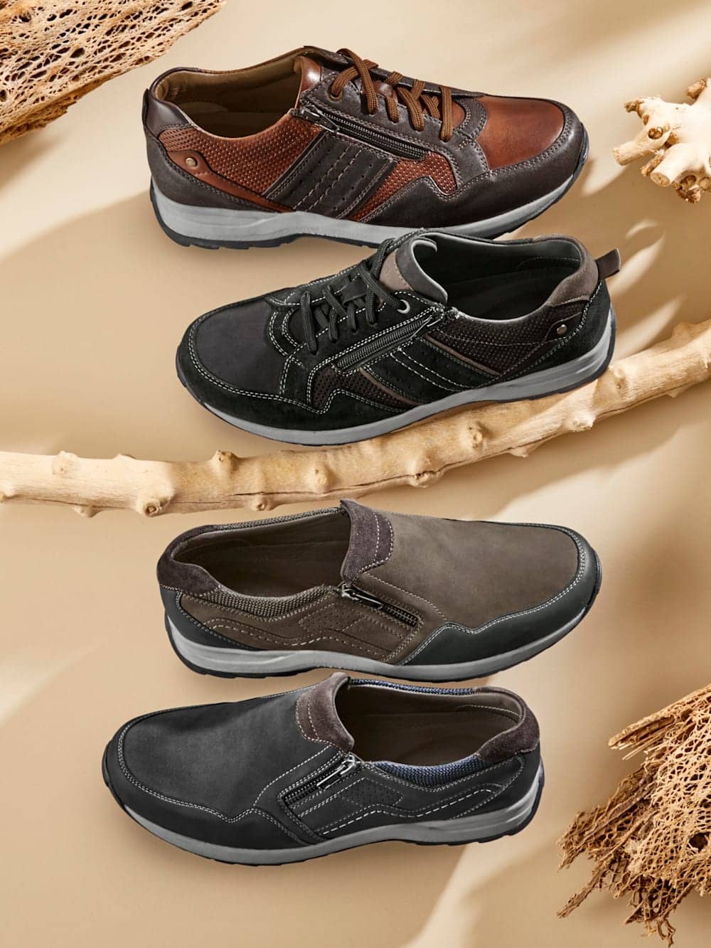 Vamos Schnurschuh mit zusatzlichem Reibverschluss - Cognac