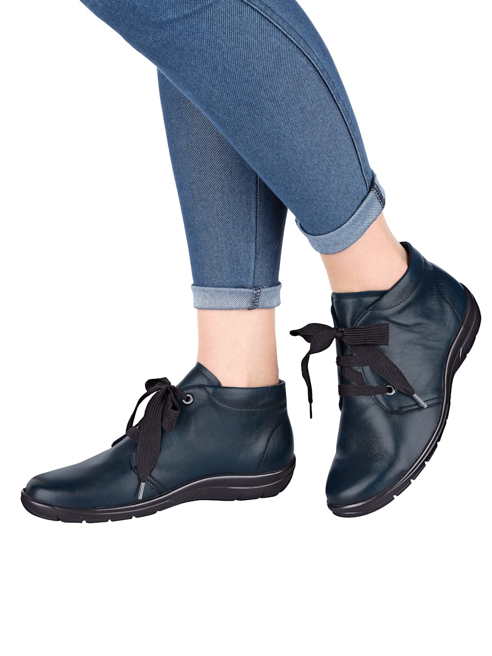 Vamos Schnurstiefelette aus weichem Leder - Petrol