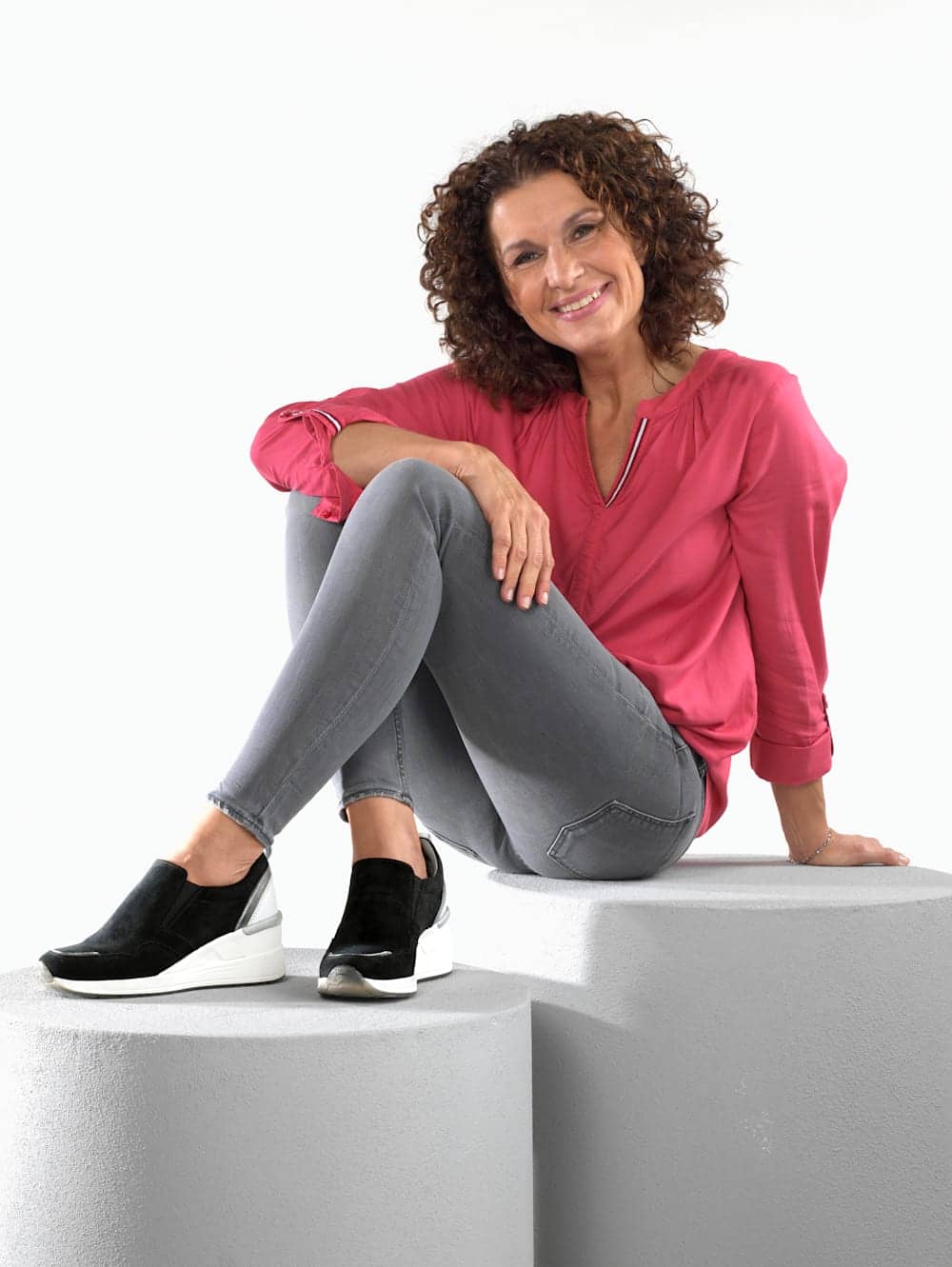 Vamos Slipper mit besonders hohem Keilabsatz - Schwarz