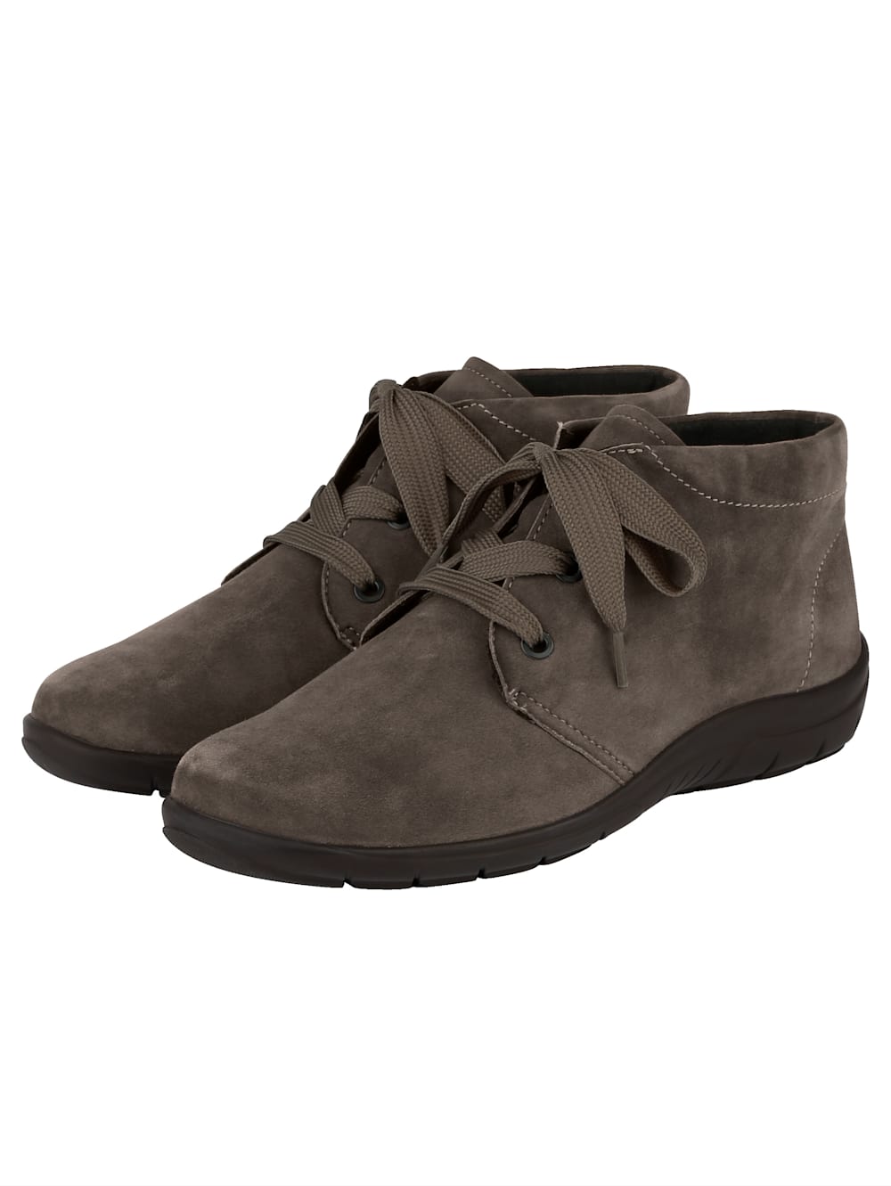 Vamos Schnurstiefelette aus weichem Leder - Taupe