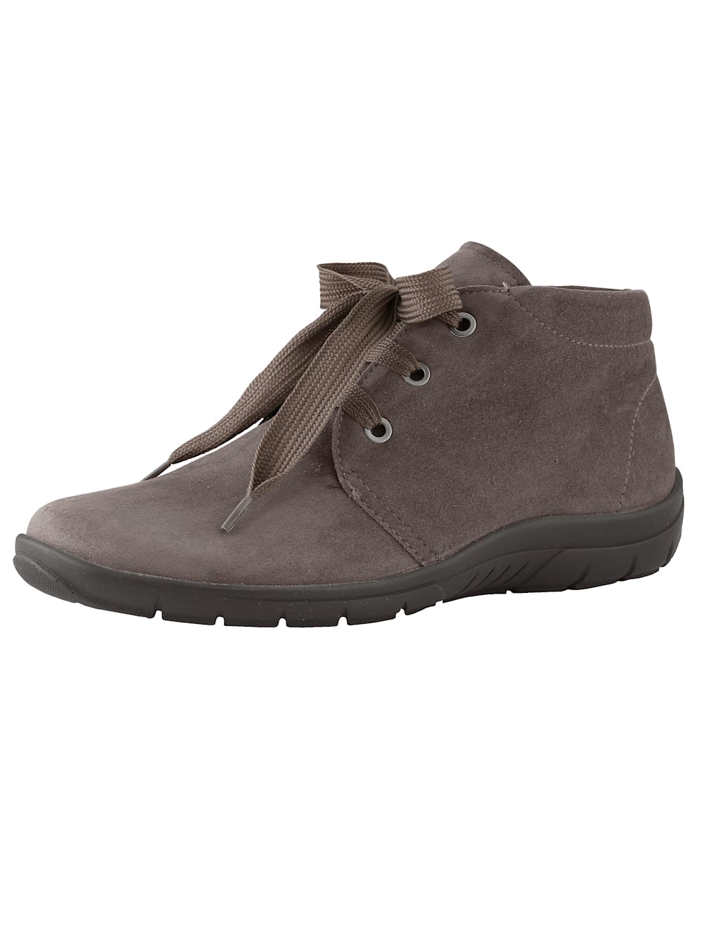 Vamos Schnurstiefelette aus weichem Leder - Taupe