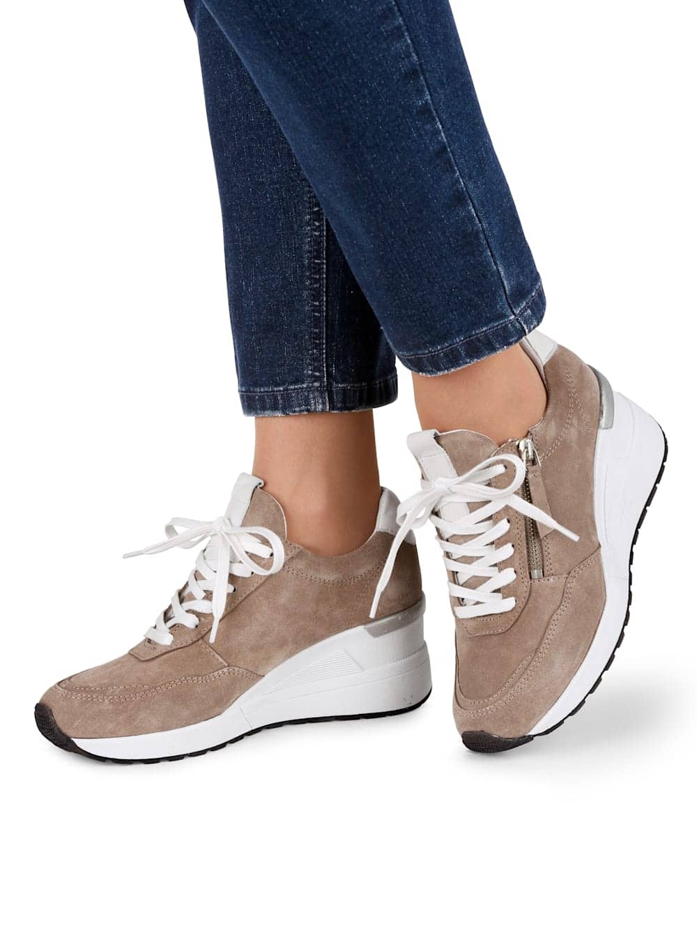 Vamos Schnurschuh mit extra hohem Keilabsatz - Lindgrun