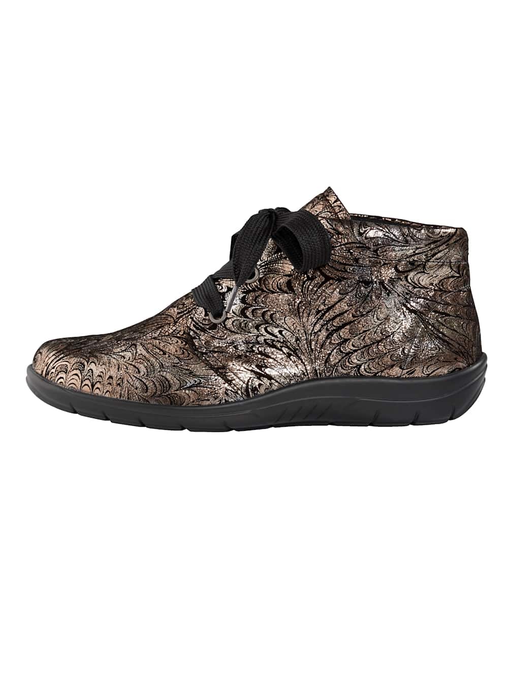 Vamos Schnurstiefelette aus weichem Leder - Goldfarben
