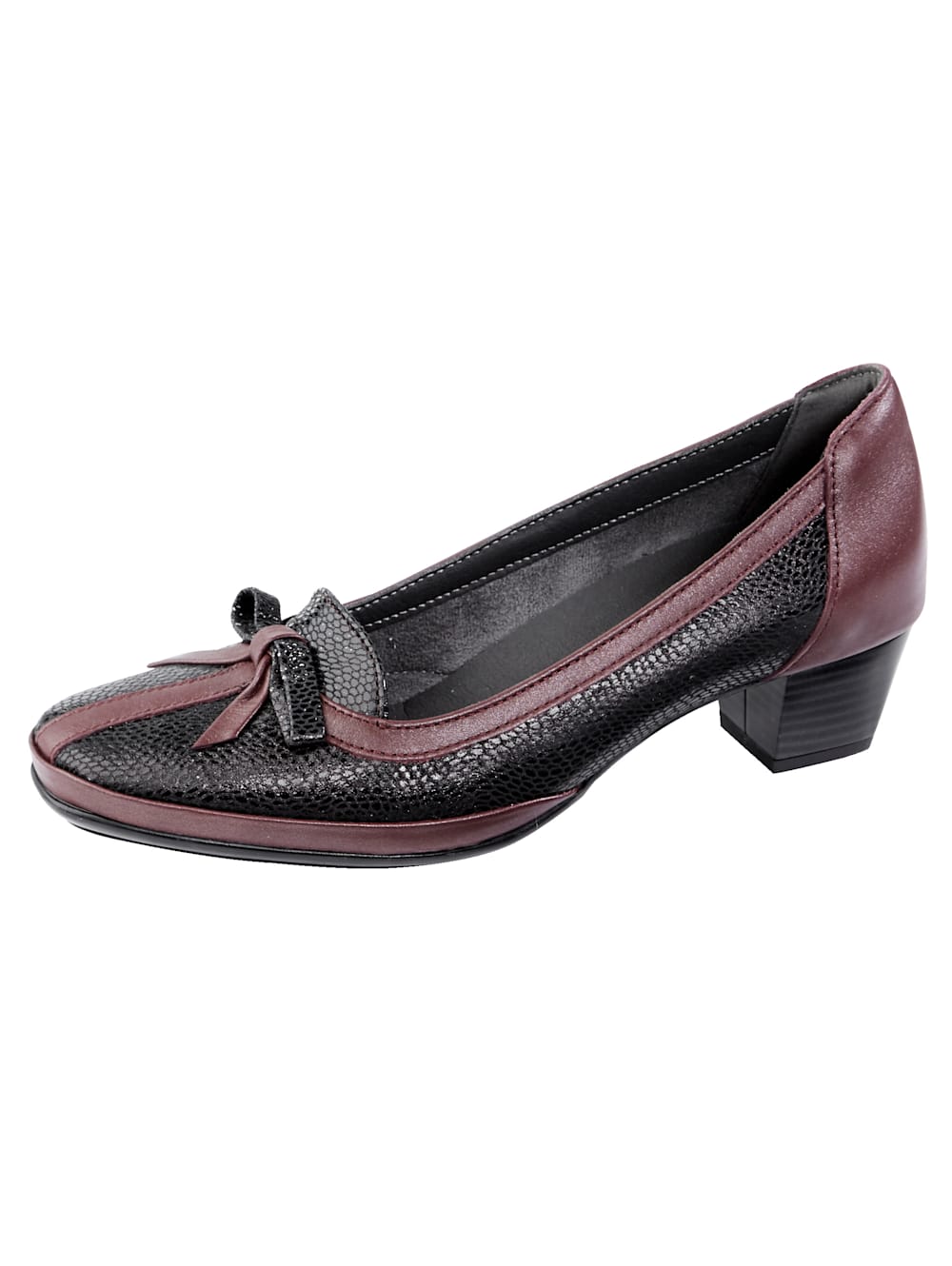 Vamos Pumps aus superflexiblem Leder - Schwarz-Bordeaux