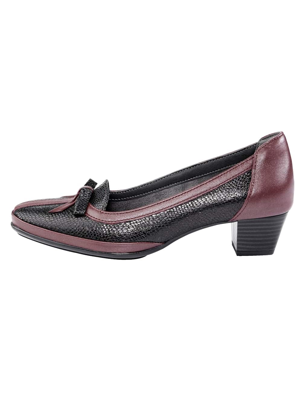 Vamos Pumps aus superflexiblem Leder - Schwarz-Bordeaux