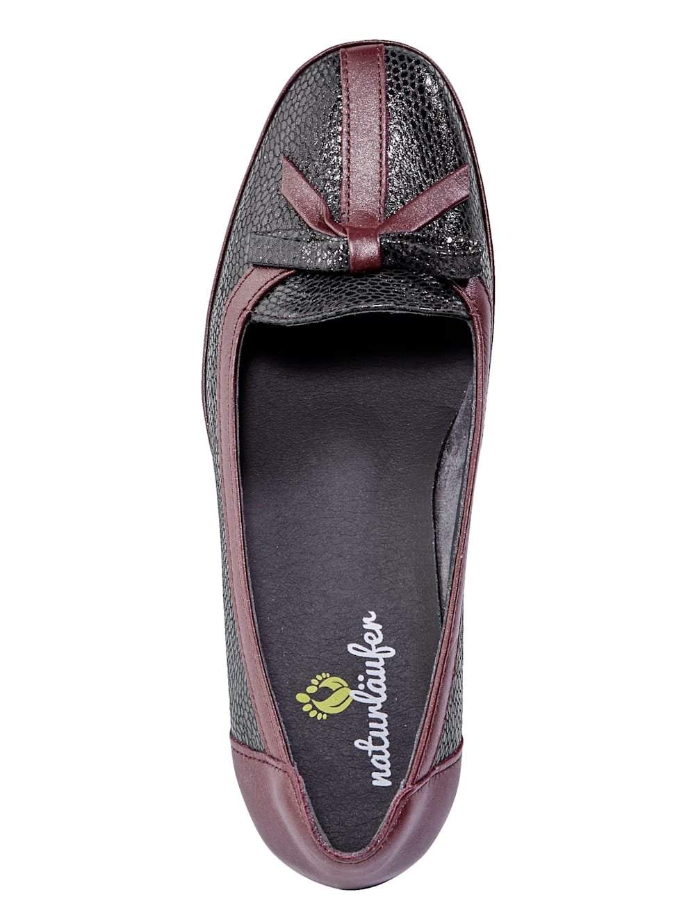 Vamos Pumps aus superflexiblem Leder - Schwarz-Bordeaux