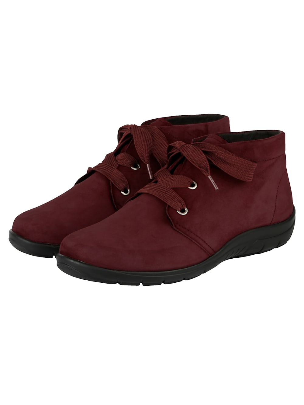 Vamos Schnurstiefelette aus weichem Leder - Bordeaux