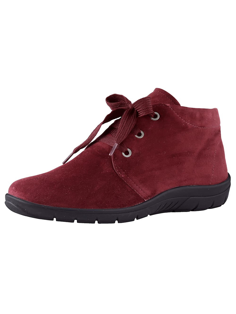 Vamos Schnurstiefelette aus weichem Leder - Bordeaux