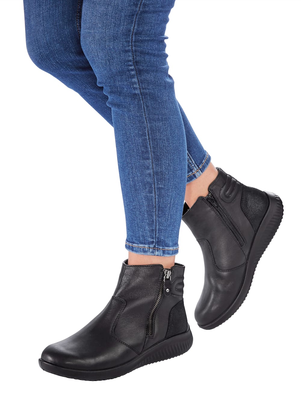 Vamos Stiefelette mit Lammfellfutter - Schwarz
