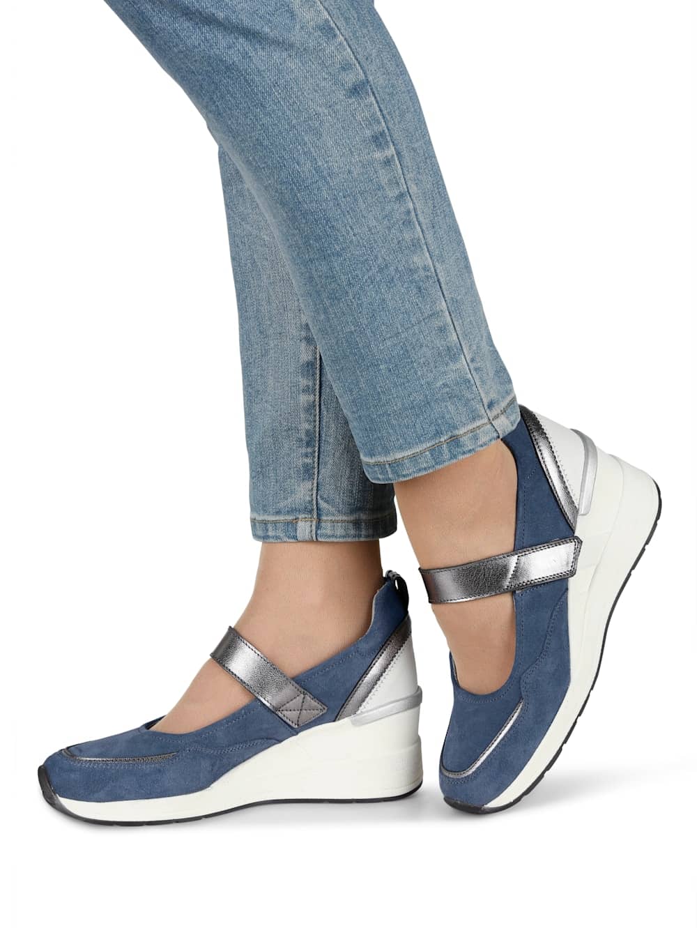 Vamos Klettslipper mit besonders hohem Keilabsatz - Blau