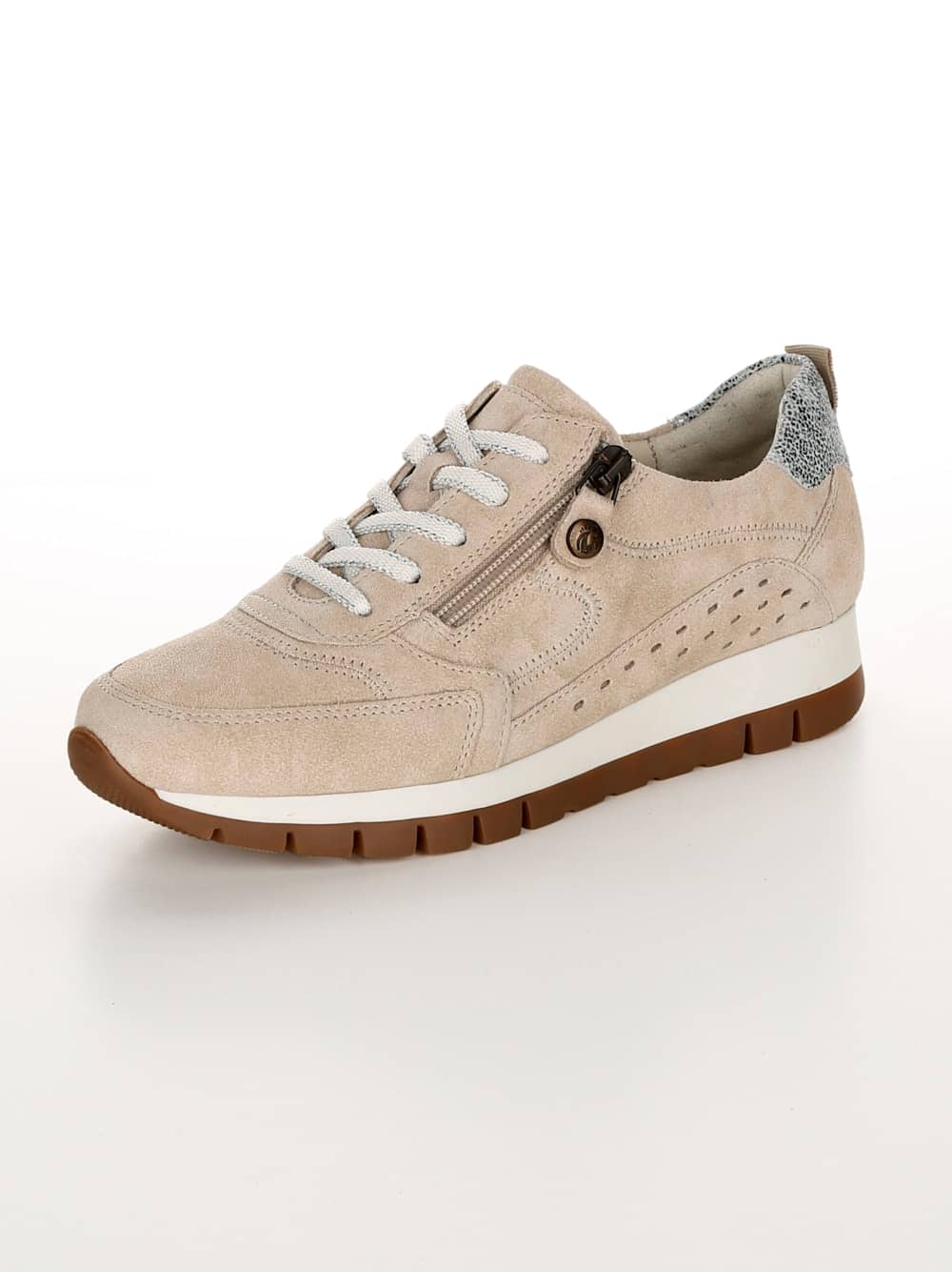 Vamos Schnurschuh mit seitlichem Reibverschluss - Beige