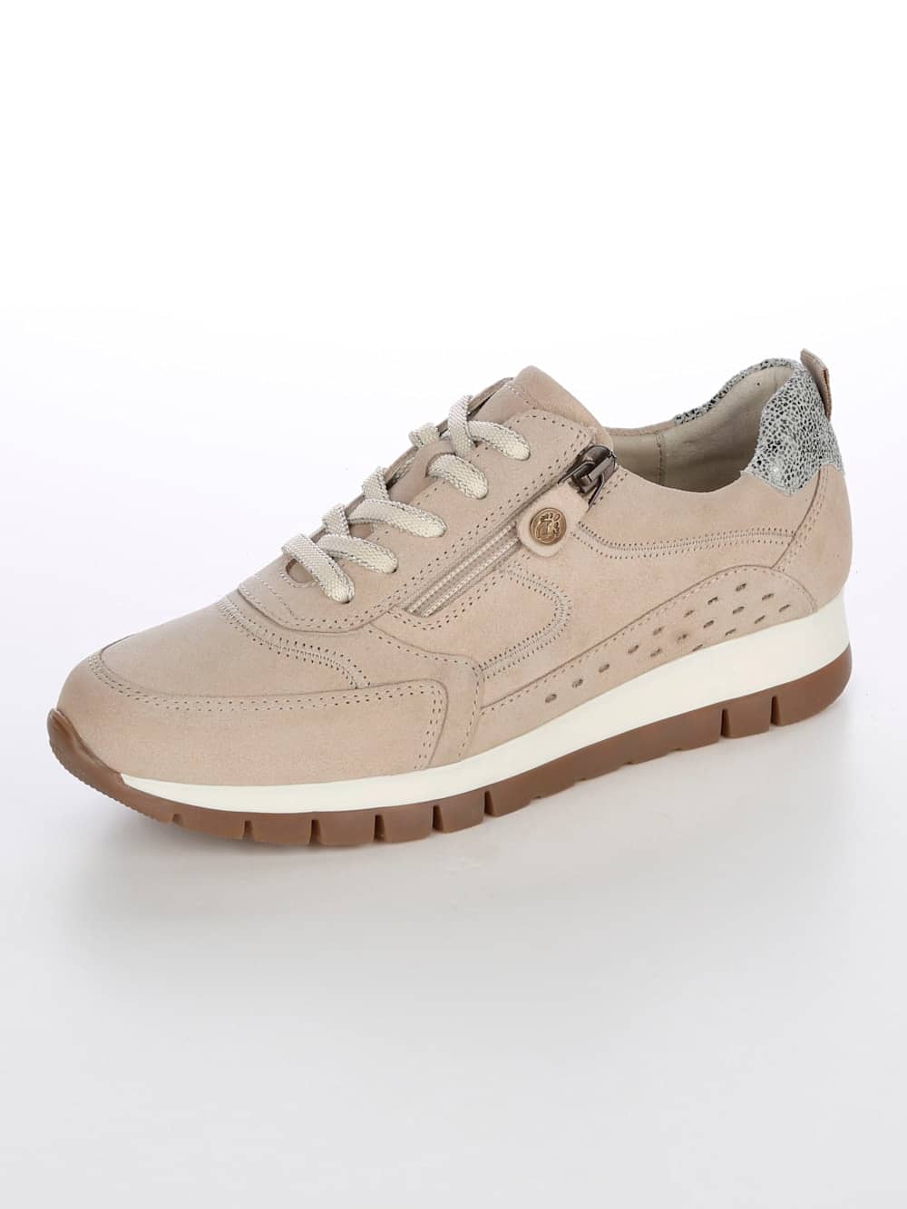 Vamos Schnurschuh mit seitlichem Reibverschluss - Beige