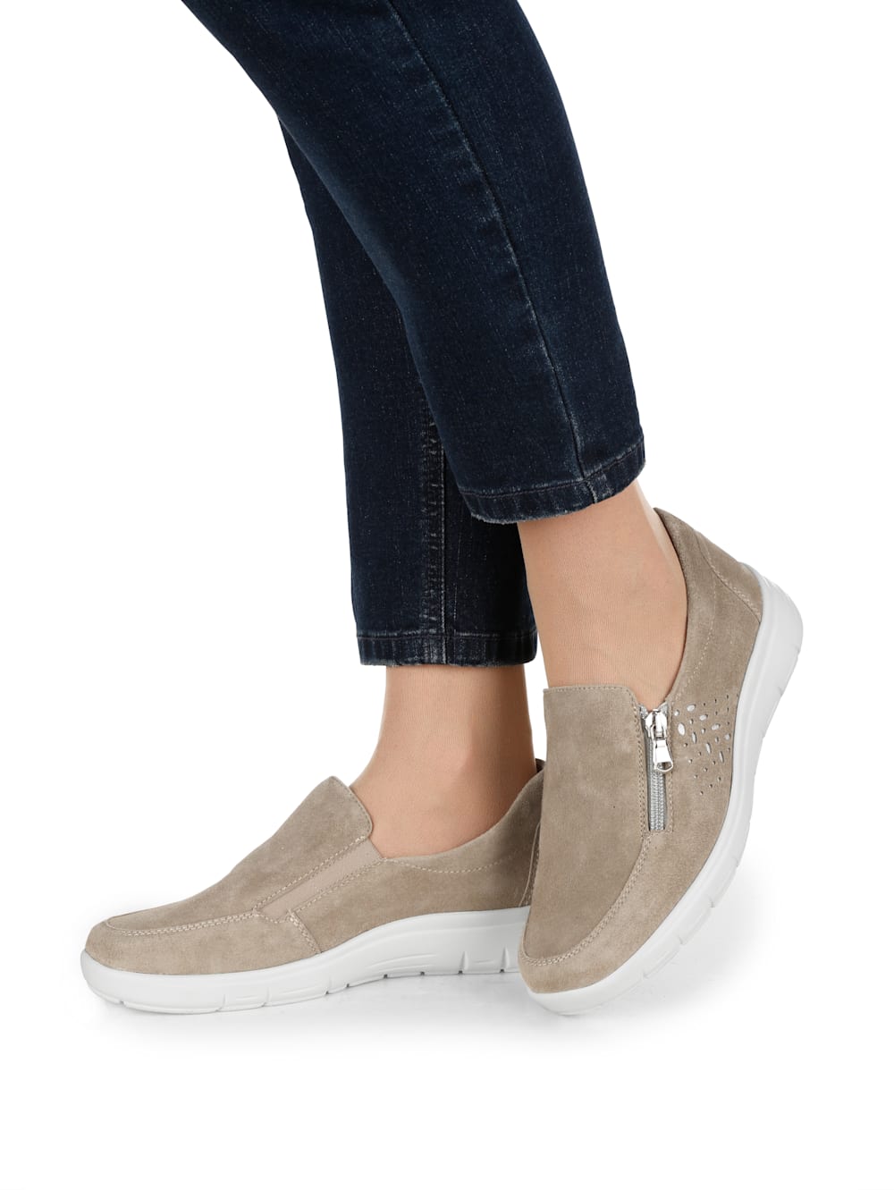 Vamos Slipper mit seitlichem Reibverschluss - Taupe