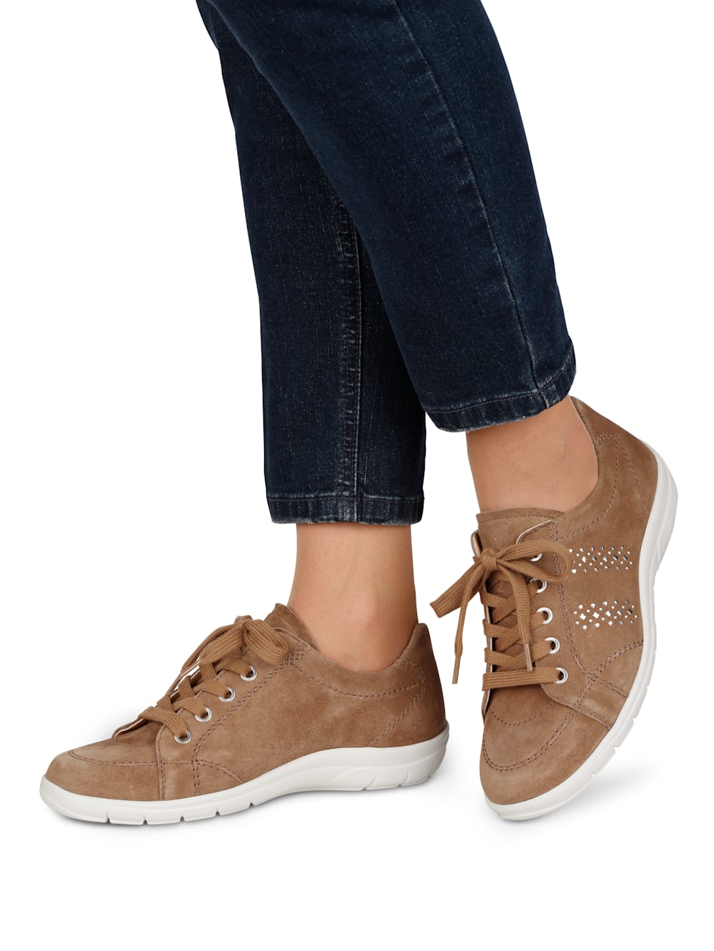 Vamos Schnurschuh aus hochwertigem Veloursleder - Braun