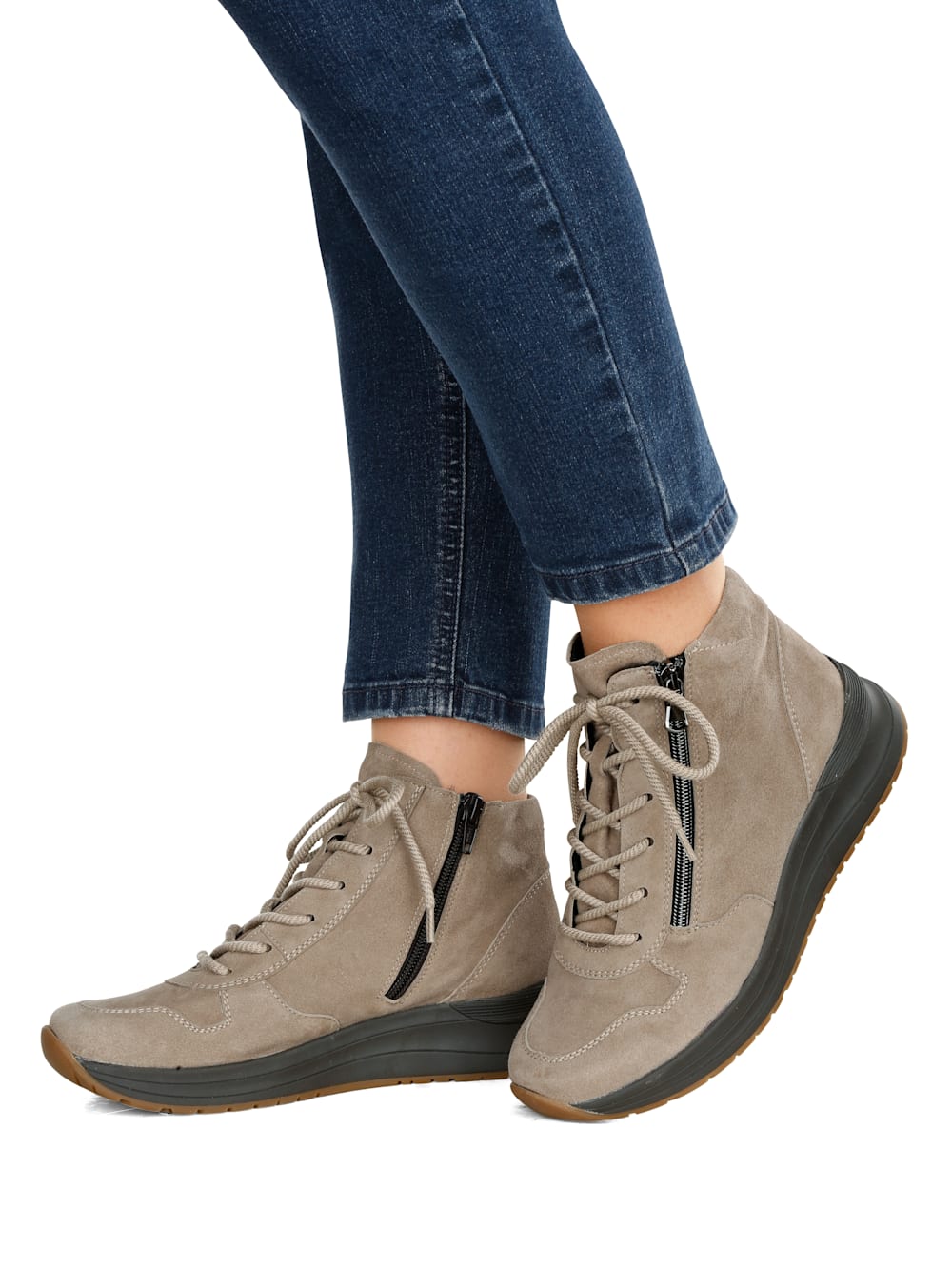 Vamos Schnurstiefelette mit Shock-Absorber - Taupe