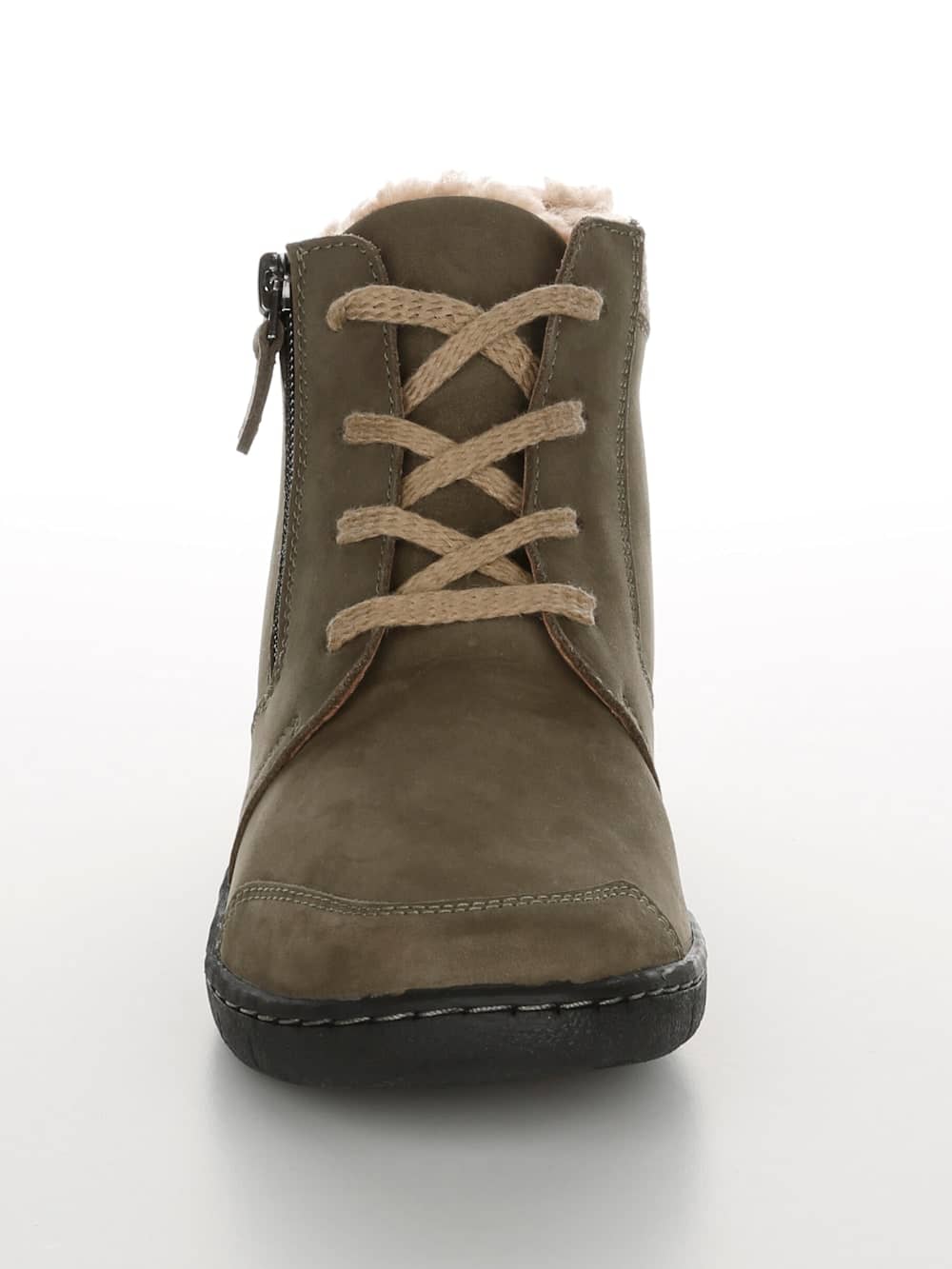 Vamos Schnurstiefelette mit seitlichem Reibverschluss - Khaki