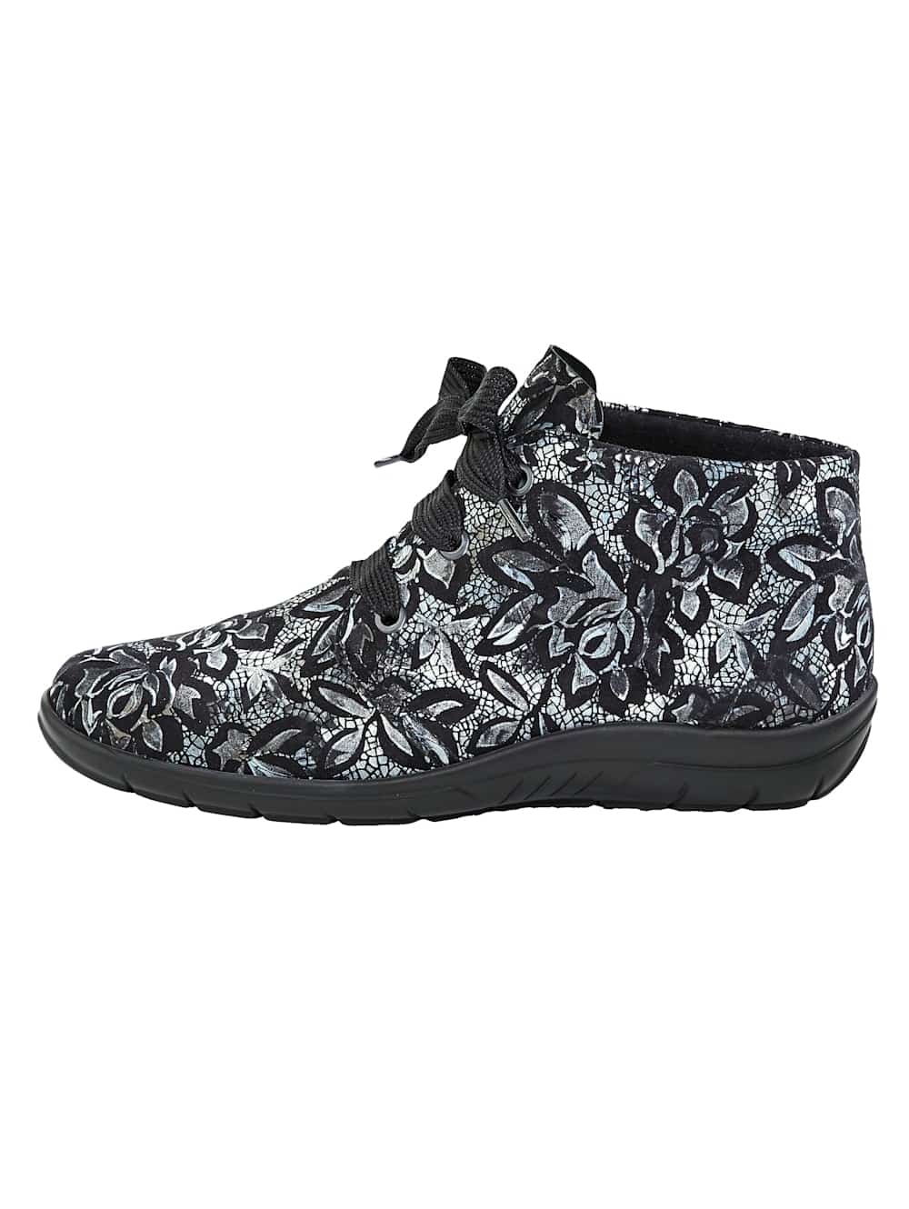 Vamos Schnurstiefelette aus weichem Leder - Silbergrau