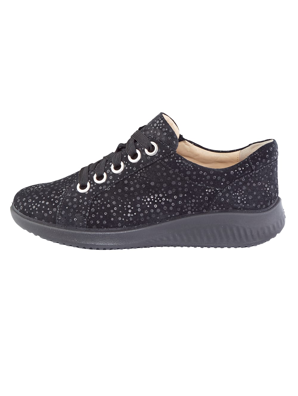 Vamos Schnurschuh mit Glitzereffekt - Schwarz