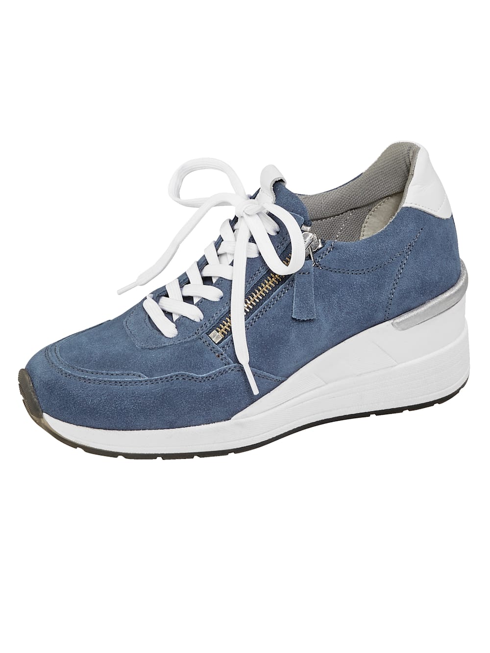 Vamos Schnurschuh mit extra hohem Keilabsatz - Blau