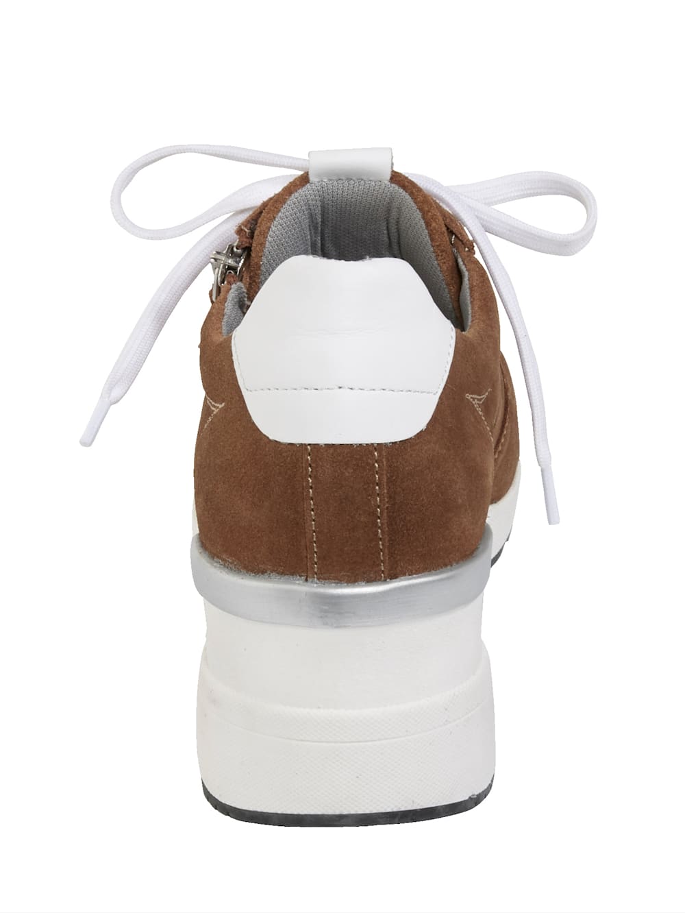 Vamos Schnurschuh mit extra hohem Keilabsatz - Cognac