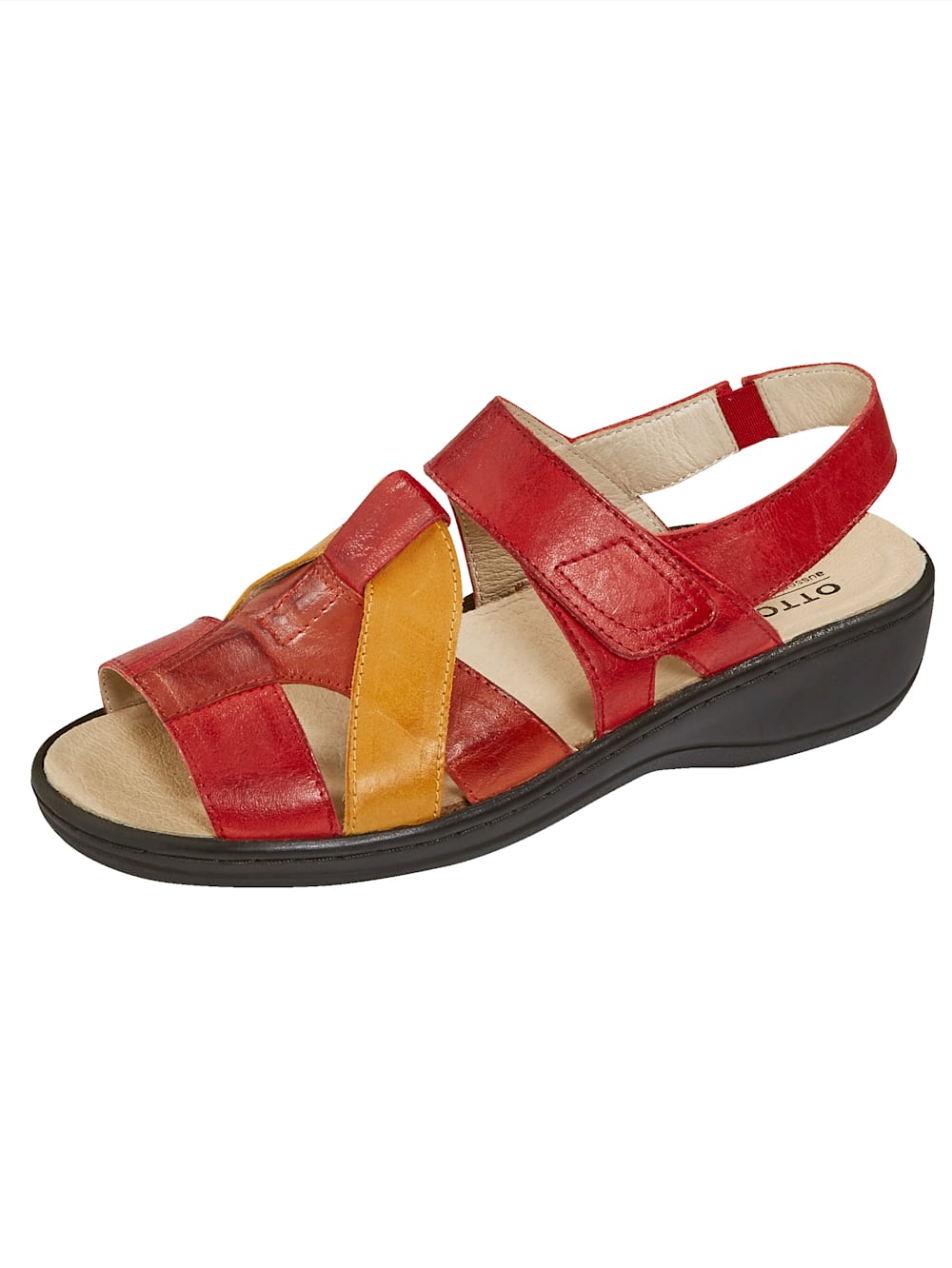 Vamos Sandale mit verstellbarem Klettverschluss - Rot