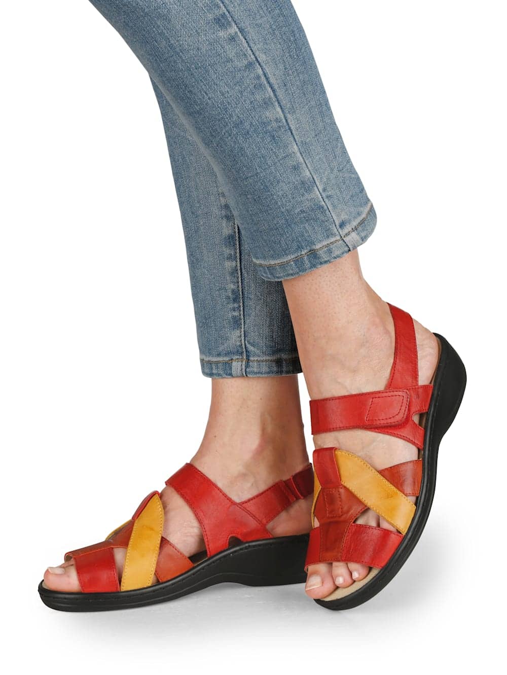 Vamos Sandale mit verstellbarem Klettverschluss - Rot