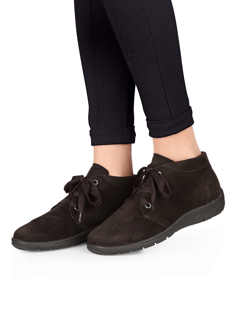 Vamos Schnurstiefelette aus weichem Leder - Dunkelbraun