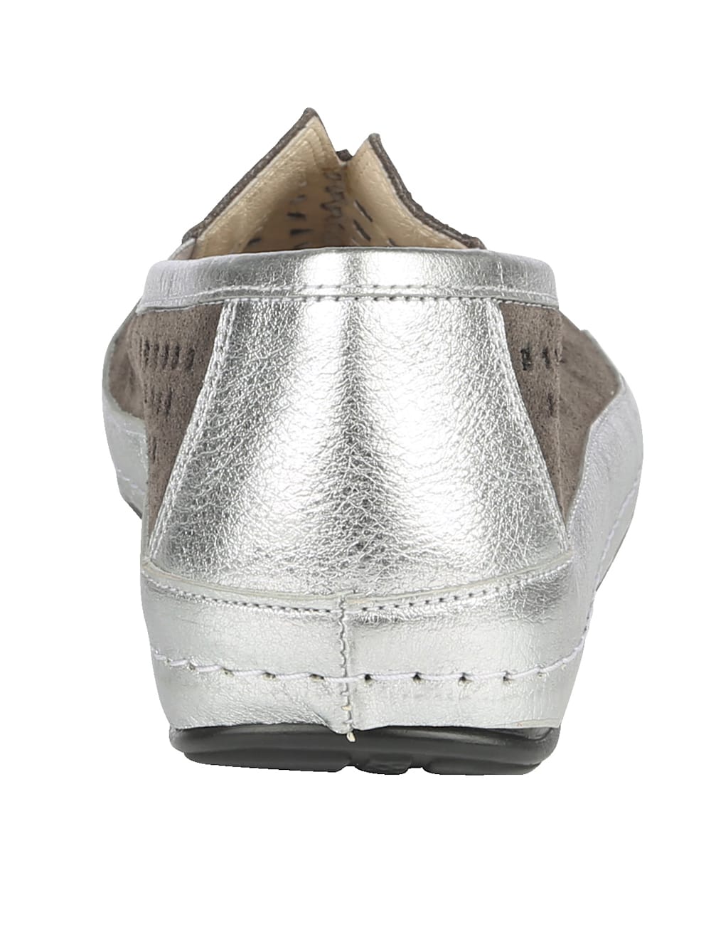 Vamos Slipper mit sommerlicher Perforation - Silberfarben