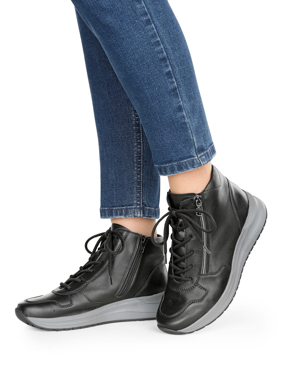Vamos Schnurstiefelette mit Shock-Absorber - Schwarz