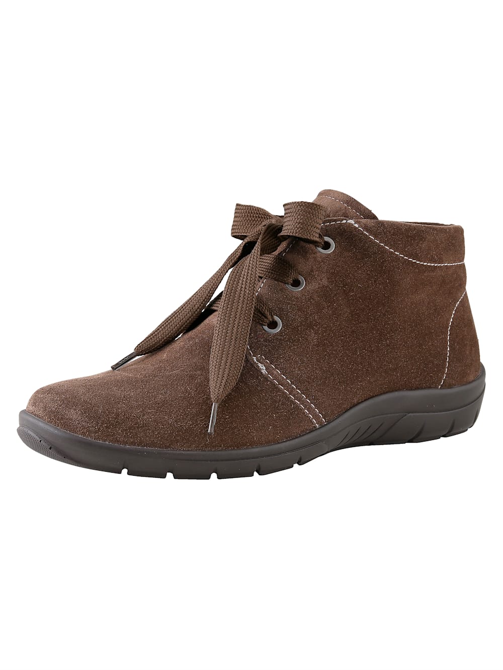 Vamos Schnurstiefelette aus weichem Leder - Braun
