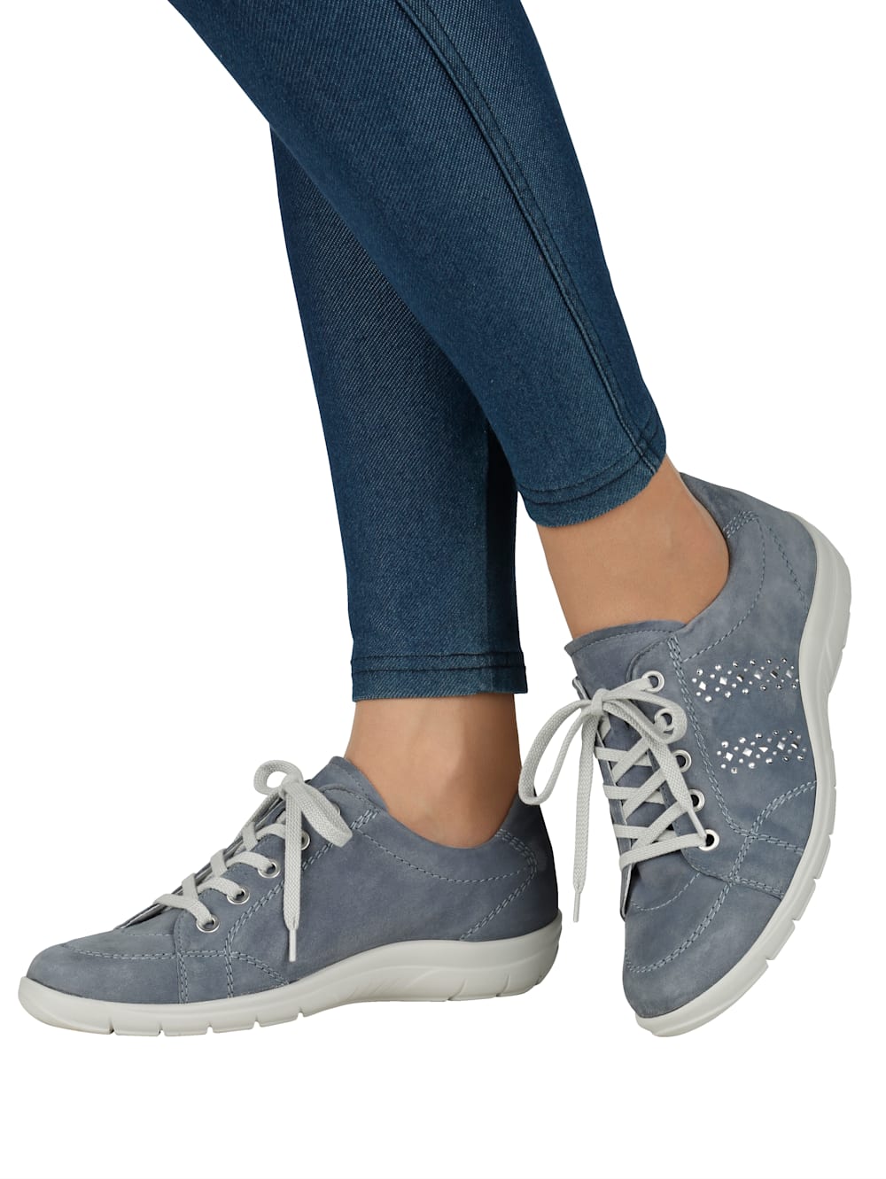 Vamos Schnurschuh aus hochwertigem Veloursleder - Blau