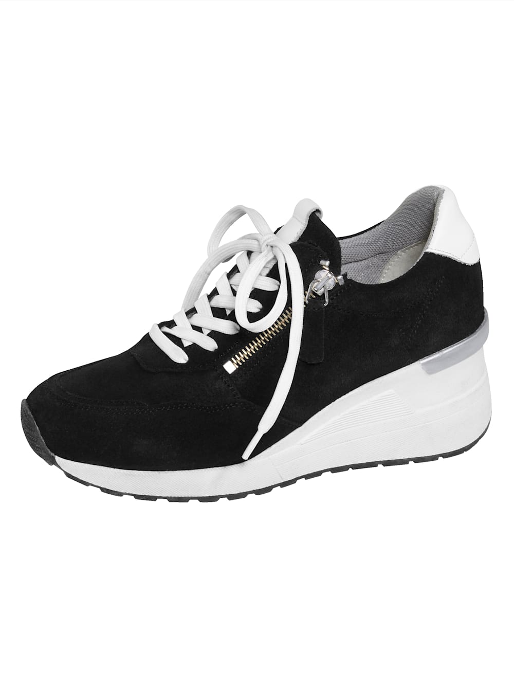 Vamos Schnurschuh mit extra hohem Keilabsatz - Schwarz