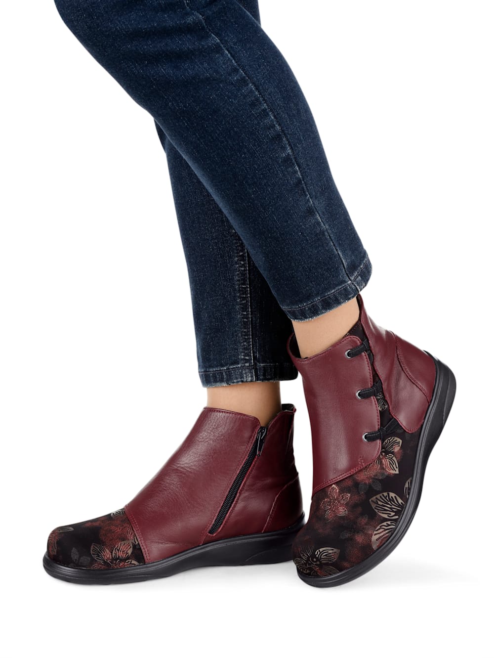 Vamos Stiefelette mit seitlichem Reibverschluss - Bordeaux