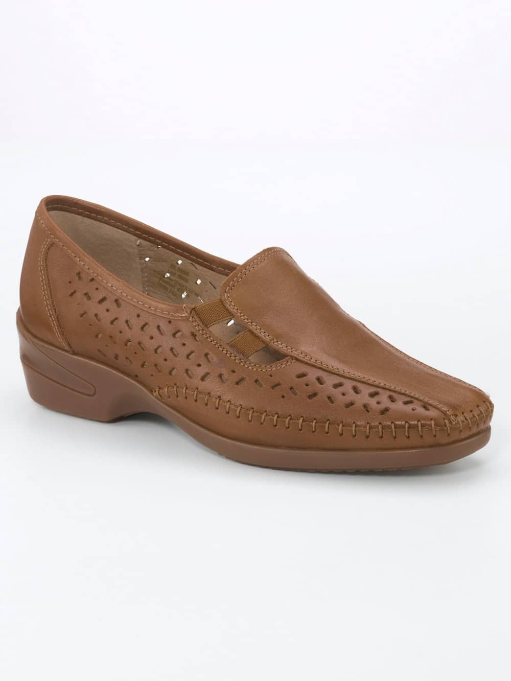 Vamos Slipper mit sommerlichen Durchbruchen - Cognac