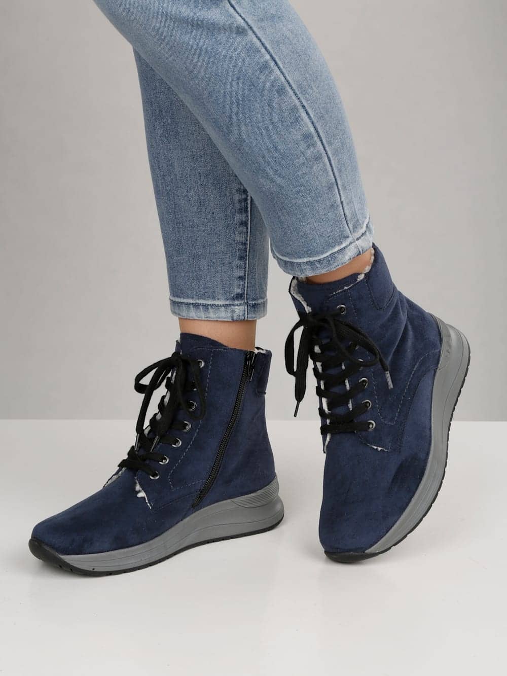 Vamos Schnurstiefelette mit Shock-Absorber - Dunkelblau