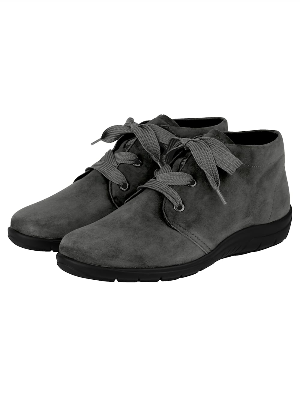 Vamos Schnurstiefelette aus weichem Leder - Grau