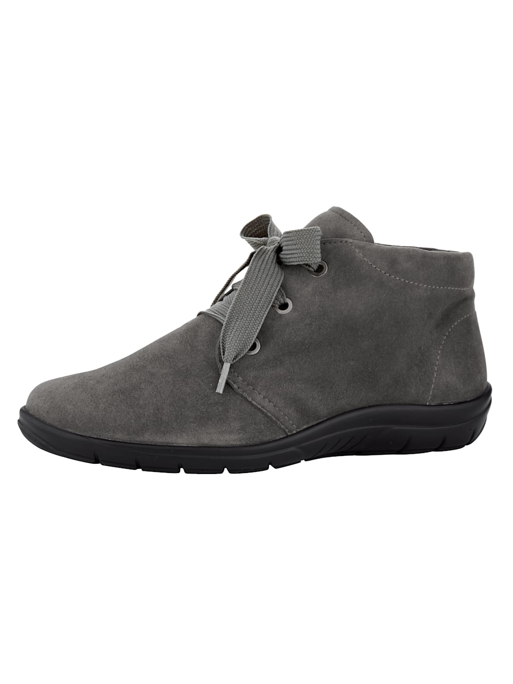 Vamos Schnurstiefelette aus weichem Leder - Grau