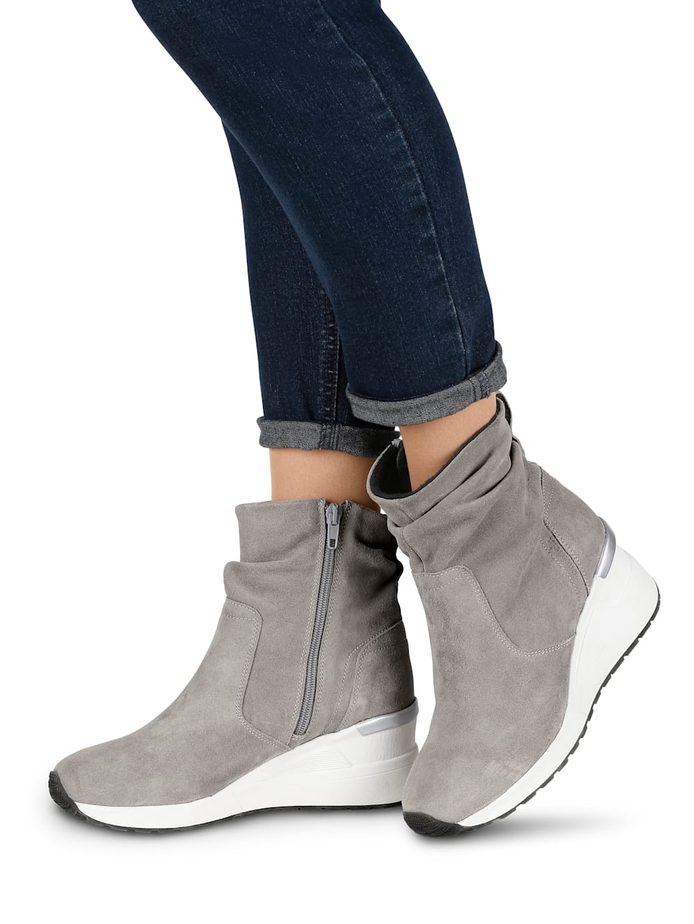 Vamos Stiefelette mit bequemem Keilabsatz - Grau