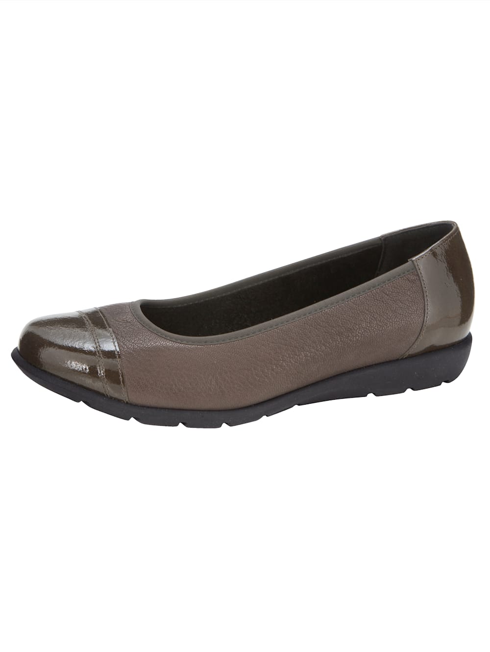 Vamos Ballerina in tollem Leder-Mix - Taupe