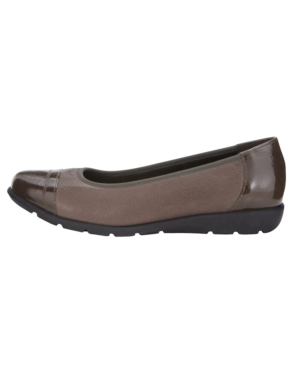 Vamos Ballerina in tollem Leder-Mix - Taupe