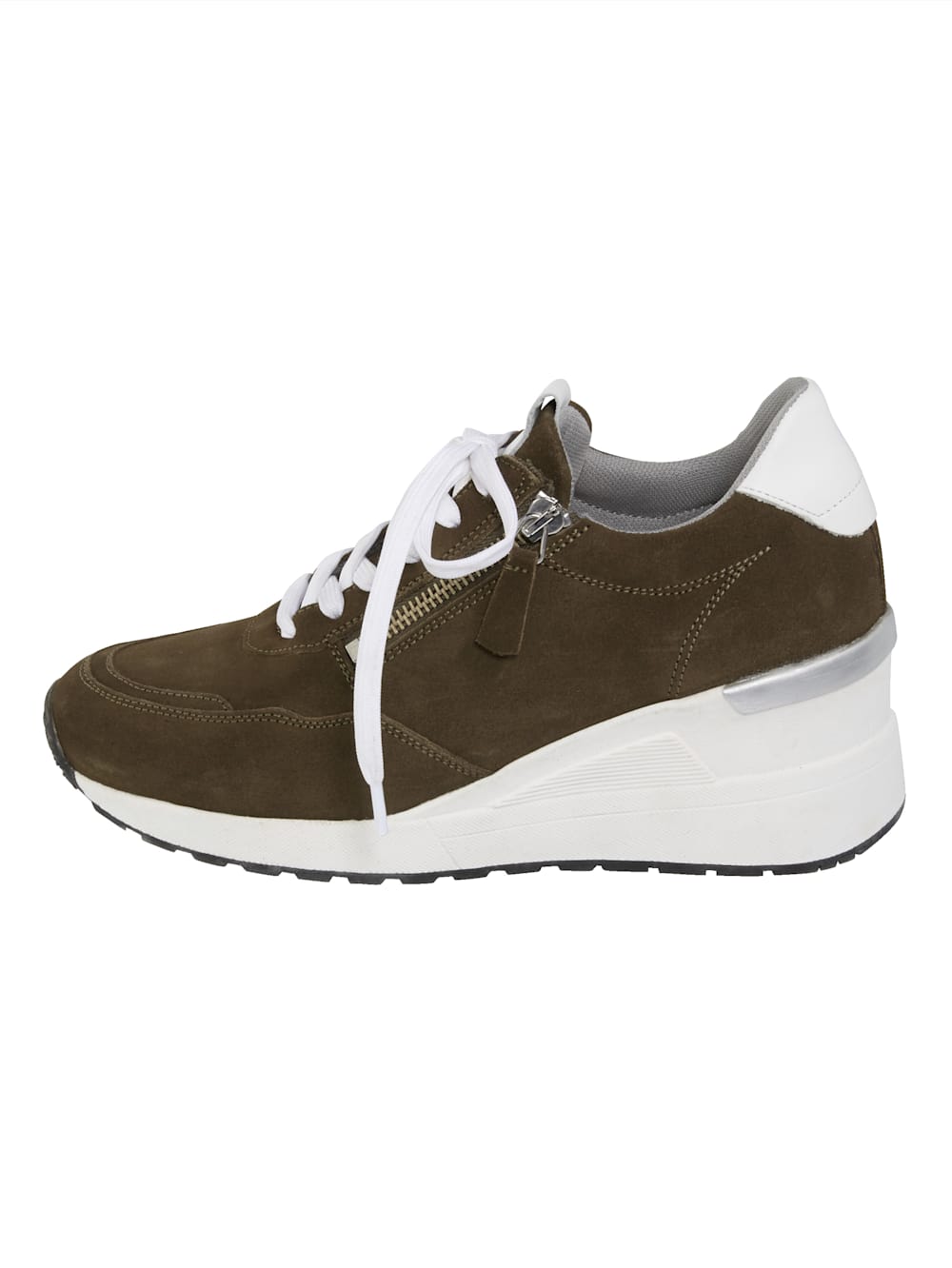 Vamos Schnurschuh mit extra hohem Keilabsatz - Khaki