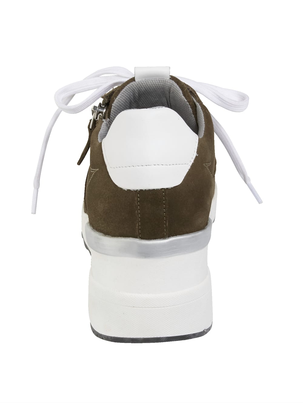 Vamos Schnurschuh mit extra hohem Keilabsatz - Khaki