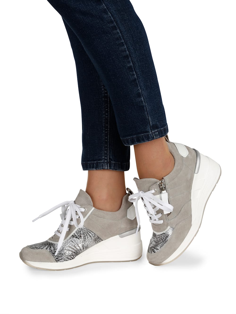 Vamos Schnurschuh mit seitlichem Reibverschluss - Creme-Weib